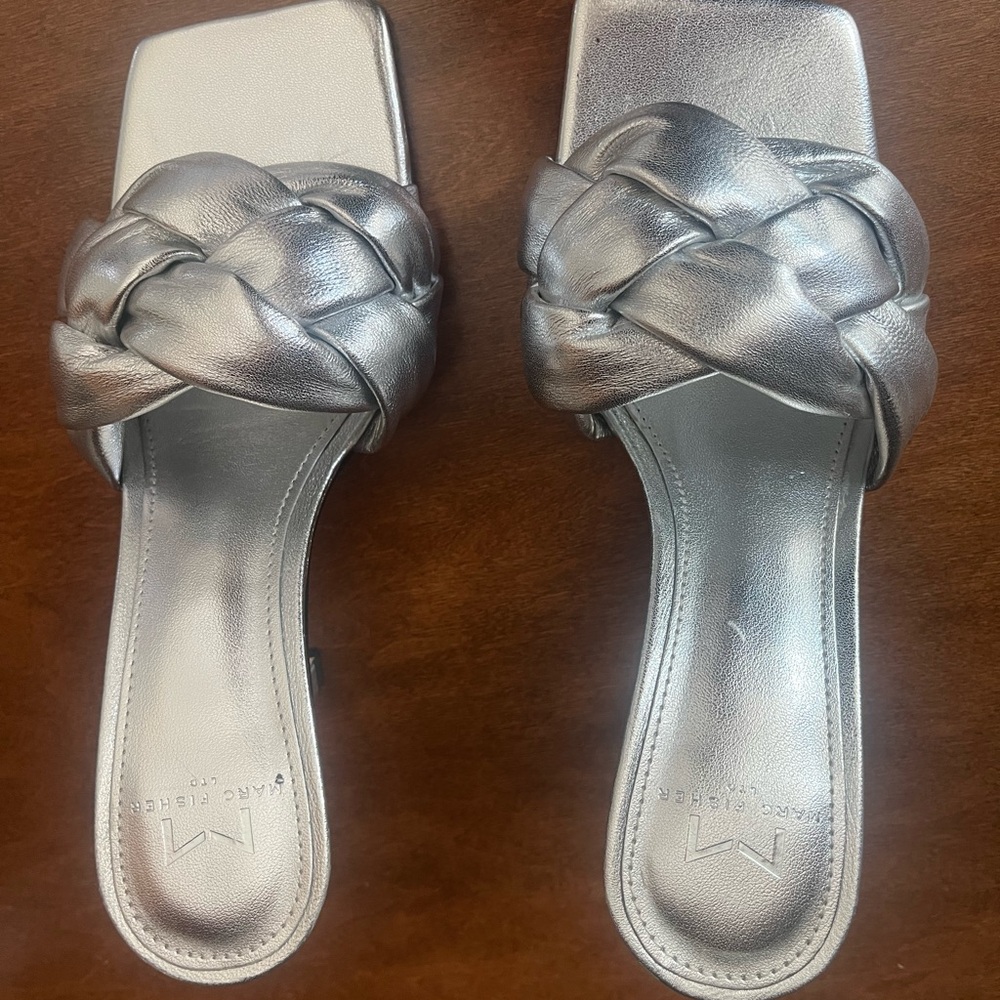 Marc Fisher Silver Women's Slide Sandals